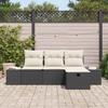 Garden Sofa Set with Cushions 4 pcs Black Poly Rattan