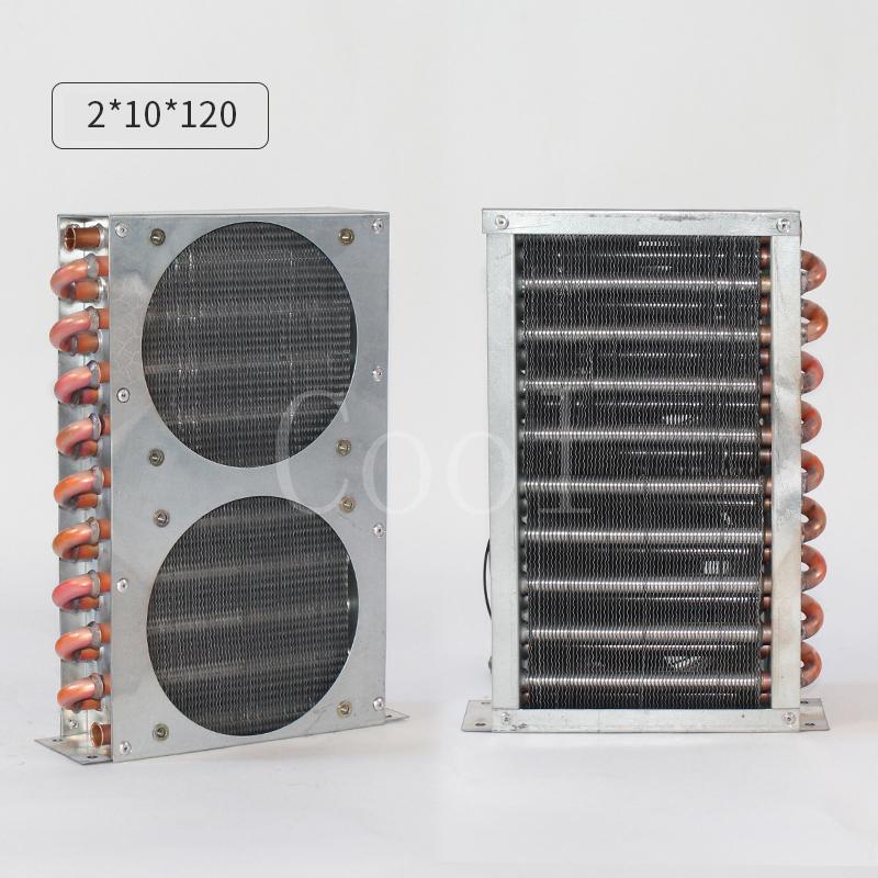 264mmx150mmx60mm Double Air Outlet Condenser Evaporator Water-cooled Finned Copper Tube Radiator Heat Sink Instrument Cooler