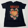 Nirvana Black Short Sleeve T-Shirt Floral Heart Graphic Adult Size S NEW Unisex T-Shirt