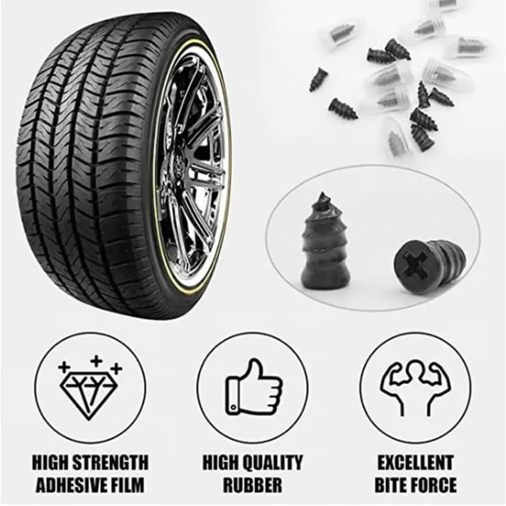 Universal Tire Repair Kit 30 Pcs Vacuum Tire Puncture Plug for Motorcycle Car Truck ATV UTV Emergency Roadside Assistance Tool