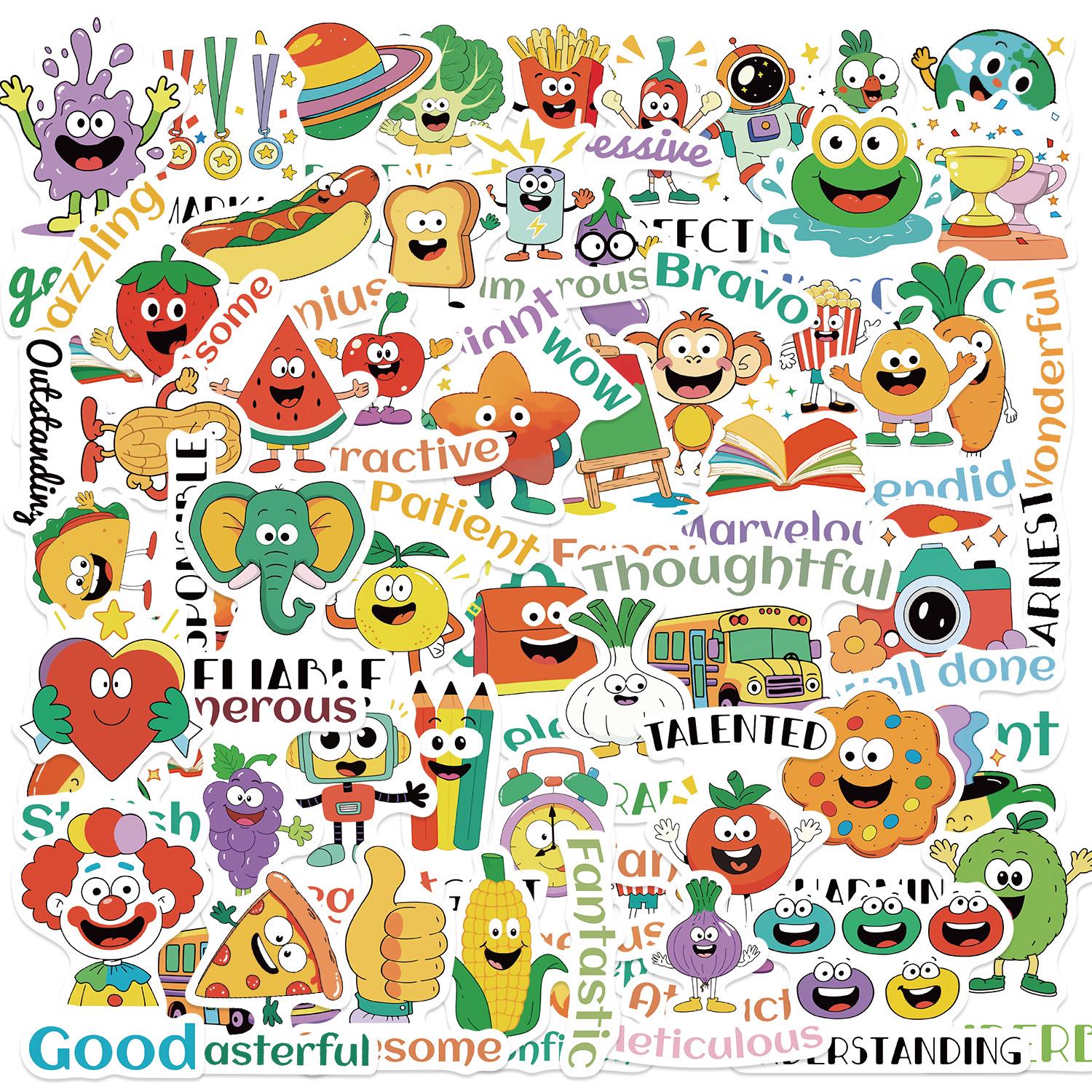 Набор из 50 мультяшных граффити-стикеров - Водонепроницаемые украшения для самостоятельного оформления чехлов для телефонов, чемоданов, блокнотов и подарков YCK263