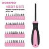 WORKPRO Home Tool Set WP206818 DIY Starter Kit with all the tools you need for basic repair and maintenance 103-Piece (Pink) - - tasks.