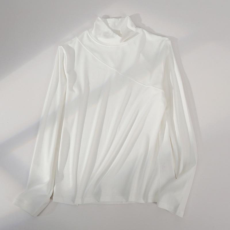 Strato Base Dimagrante Collo Alto Senza Cuciture di Nicchia - Manica Lunga, Patchwork, Capo d'Abbigliamento Casual