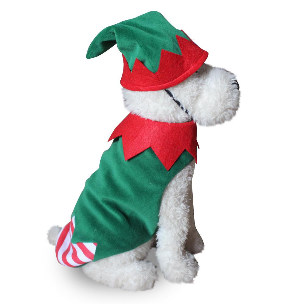 Striped holiday thickened pet supplies kitten puppy outing dog walking dress up winter heattech dog clothes