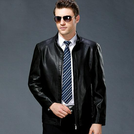 Men's Genuine Leather Sheepskin Jacket for Middle-Aged/Elderly - Spring/Autumn Wear