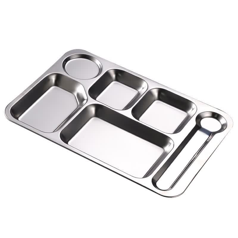 304 Stainless Steel Medium Round 5-Compartment Dinner Plate