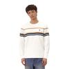 FILA Heritage Minimalist Fashion Classic Retro Striped Versatile Comfortable Pullover Crew Neck Long Sleeve T-Shirt Men tops Cloud-White F11M618207FWT