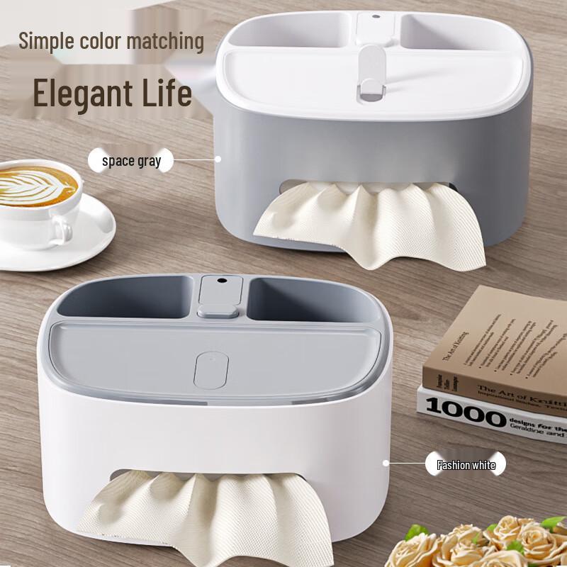 Multi-functional Desktop Tissue Box with Storage
