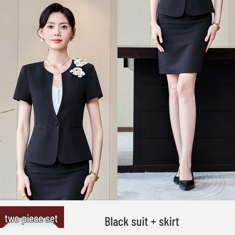 2025 Stylish Professional Suit: Spring/Summer Short Sleeve Workwear for Jewelry Store, Hotel Reception, and Administrative Roles