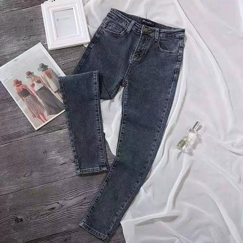 

Джинсы с высокой посадкой для женщин с маленькими ногами и эластичным дизайном для женщин, позволяющие им выглядеть выше и стройнее весной и летом. Узкие брюки-карандаш 24 сине серый