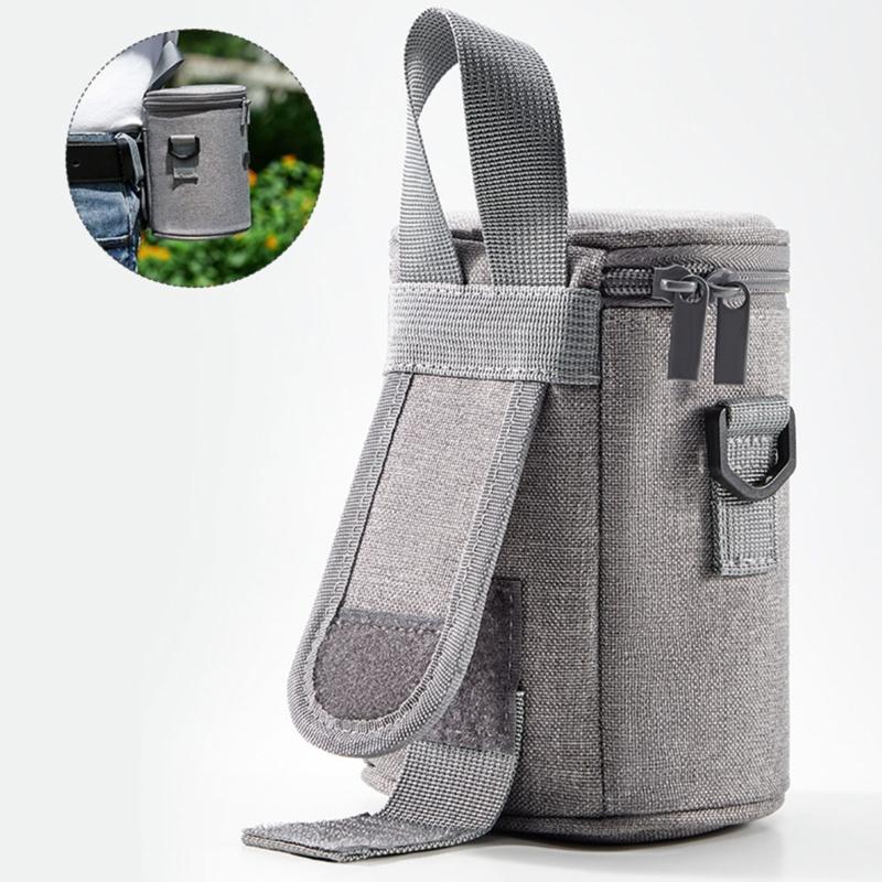 Portable Lens Storage Bag Cylindrical Design Featuring Oxford Cloth Protect Equipment from Scratches and Moisture