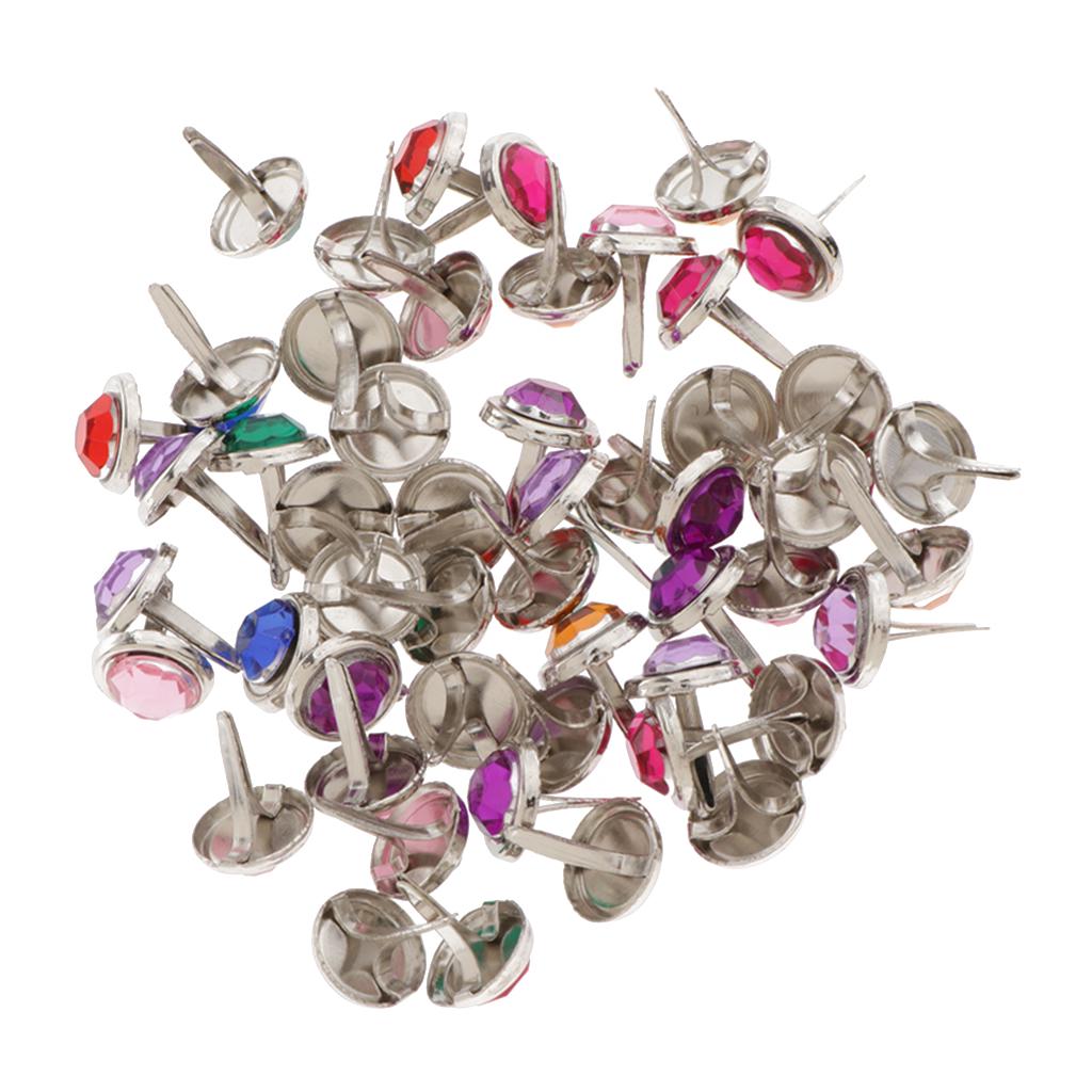 50/100pcs Metal Brads Paper Craft Fasteners 8x15mm 100pcs Golden Round Head