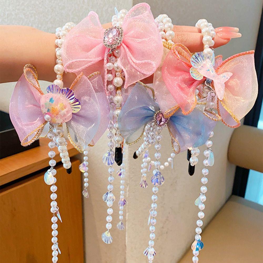 Elastic Faux Pearl Headband Exquisite Princess Hair Hoop Mermaid Hair Chain  Princess Theme