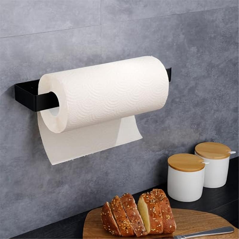 Under Cabinet Toilet Roll Storage Rack Stainless Steel Paper Towel Holder Rustproof Towel Hanger Storage Shelf