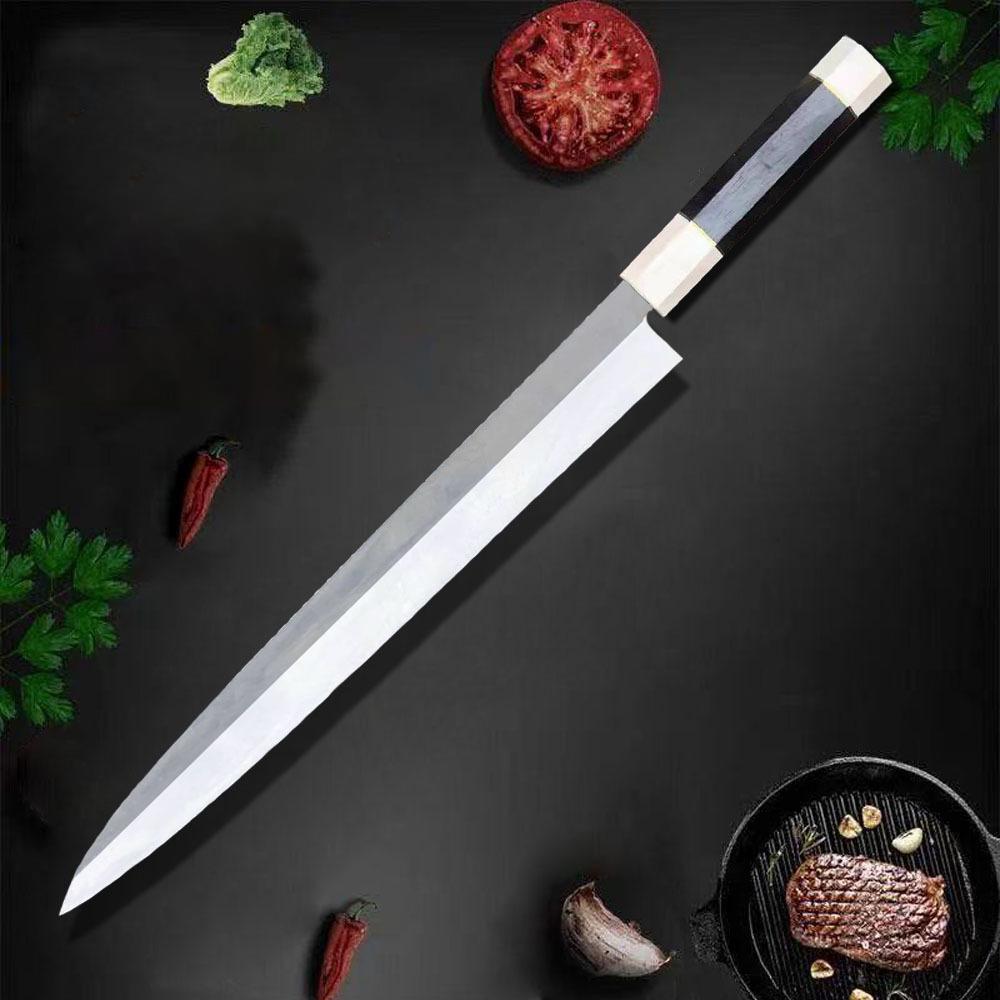Sashimi-Messer Einseitig geschliffene Klinge 10Cr15MoV Stahl Lachs schneiden Schinken Filetieren Fischbeil Yanagiba Japanische Küchenmesser