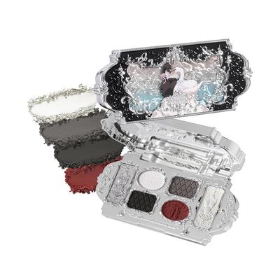 Flower Knows Swan Ballet Six-Color Makeup Palette,Black Red Eyeshadow with 4 Matte + 2 Shimmer Shades0.23 Oz(02 Black Swan)