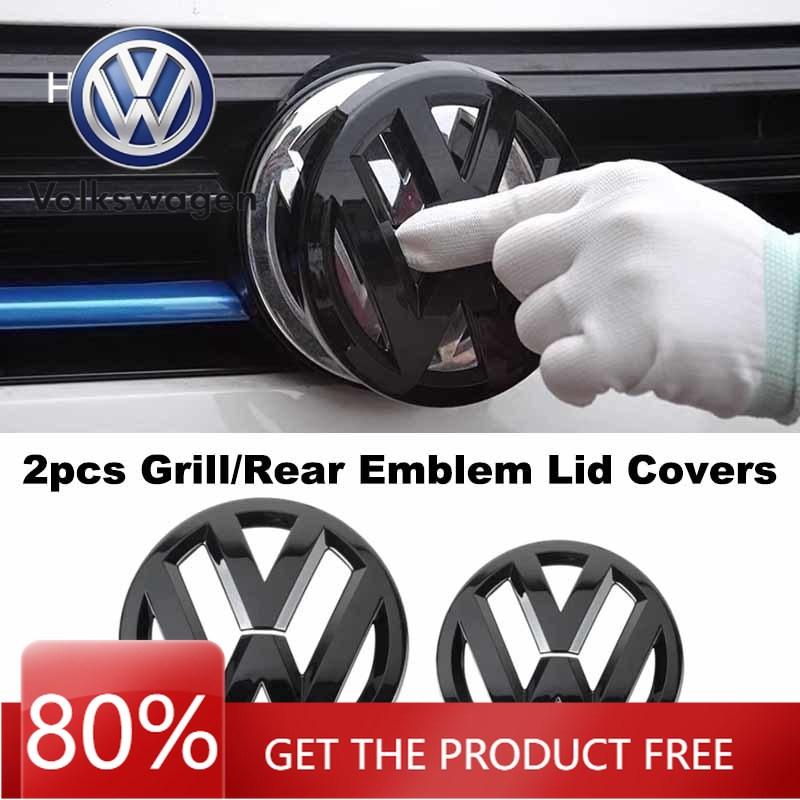 For VOLKSWAGEN VW 2Pcs Front Grill&Rear Emblem Lid Covers Logo Stickers for Volkswagen VW POLO Golf 4-8 MK4-MK8 Sportvan Upgrade