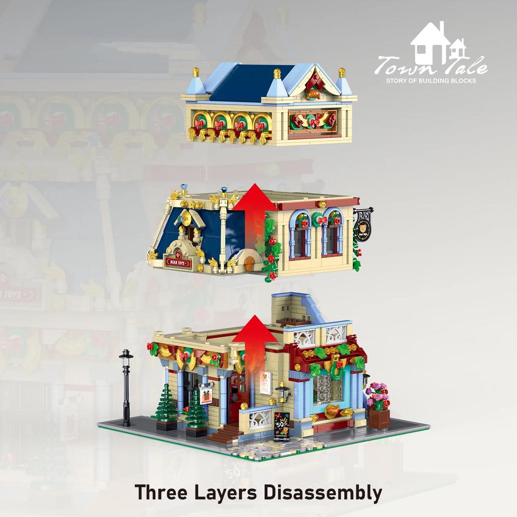 Non-Toxic 2745Pcs Bear Toy House Building Blocks Creative City Street View Moc Bricks Model Desktop Display Ornaments Kids Holiday Gifts