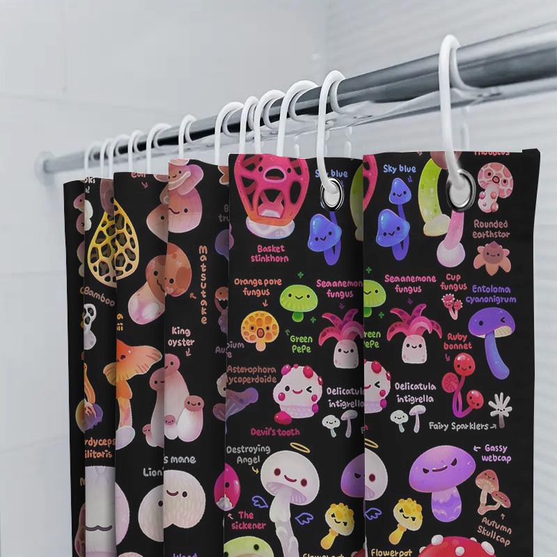 Spooky Mushroom Shower Curtain Halloween Forest Psychedelic Home Decor Gothic Nature Tapestry Dark Academia Wall Hanging Gift