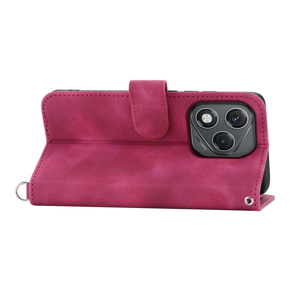 For Honor 400 Lite 5G Case Flower Pattern PU Leather Wallet Phone Cover with Strap