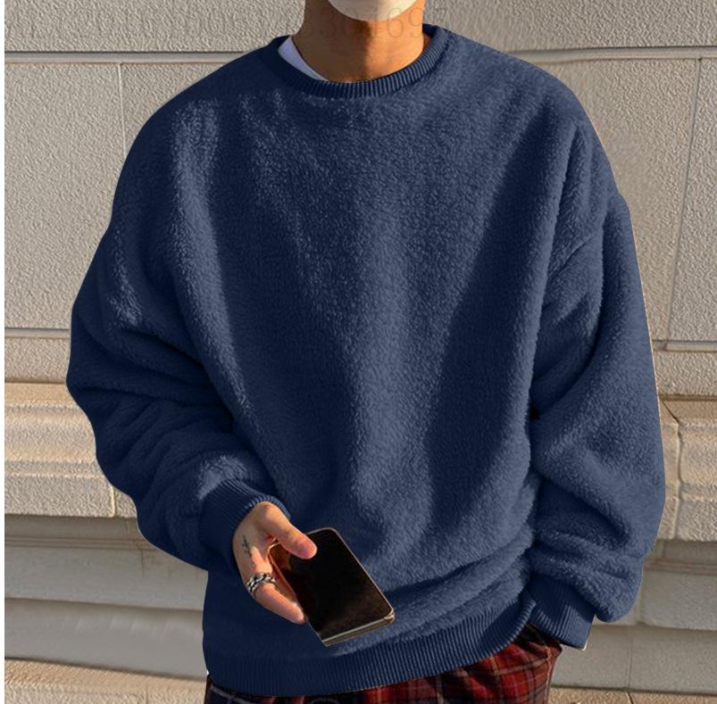 Men's Double-Sided Fleece Hoodie with Pocket and Long Sleeves