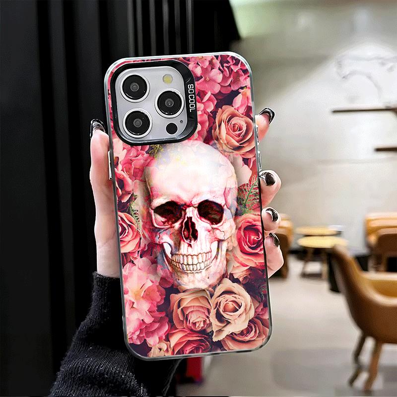 Floral Skull Flower Skeleton Soft Phone Case for iPhone 15 16 17 Pro Max 17Air 16E 14 Plus 13 12 Mini Shockproof Cover Back Shel