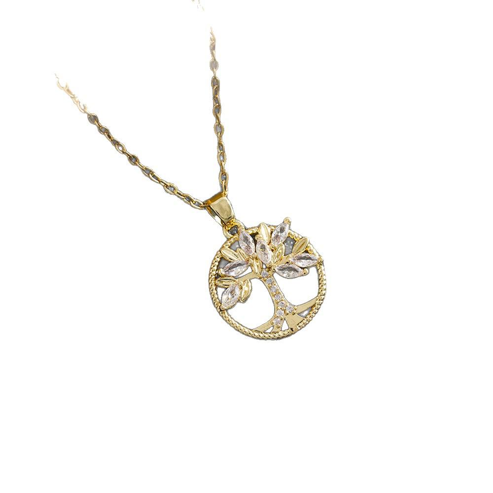 Elegant Rhinestone Lucky Tree Necklace for Women - Clavicle Chain Jewelry