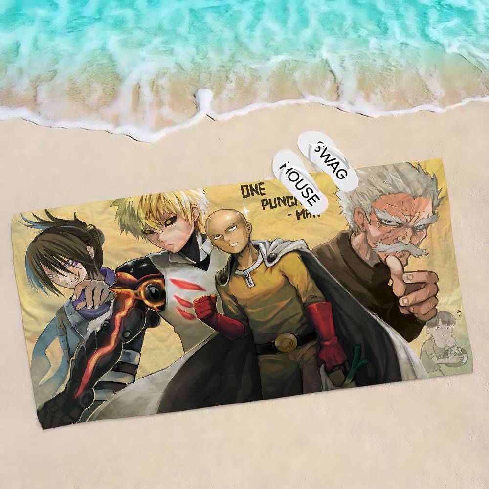 Anime One Punch Man Microfiber Beach Towel Absorbent Quick Dry Soft Yoga Swimming Resort Mountain Climbing Towel