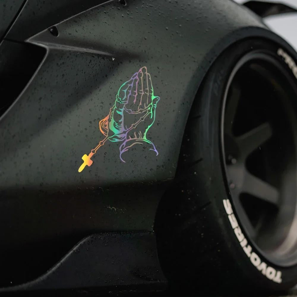 Creative Prayer Gesture Decor Decal Car Reflective Sticker For Window Bumper Trucks Motorcycle Latop God Jesus Christ Decoration
