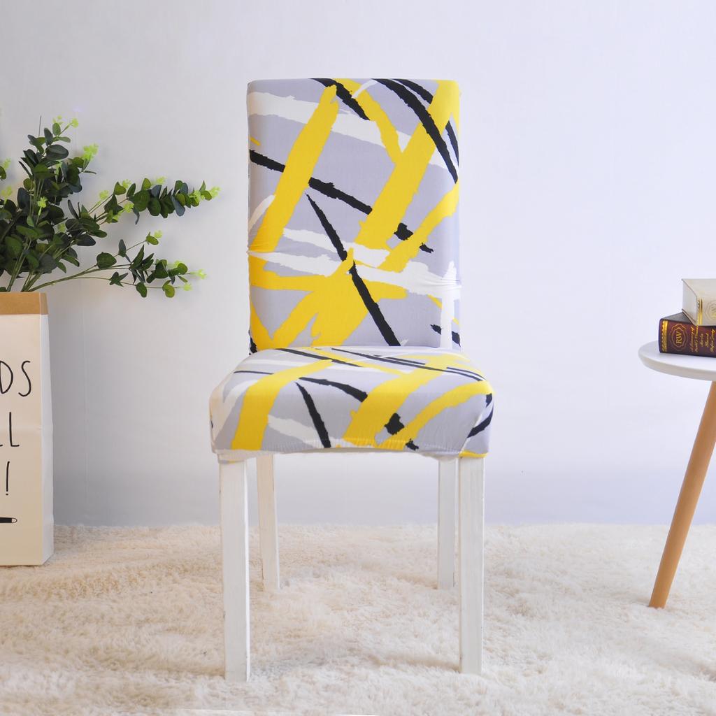 4Pcs Modern Printed Removable And Washable Stretch Banquet Hotel Dining Room  Chair Cover Elastic Seat Chair Covers
