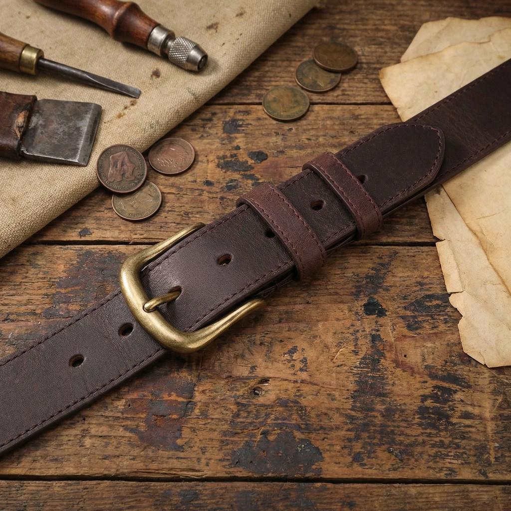 Men's Retro Genuine Cowhide Leather Belt - Versatile, Durable & Stylish