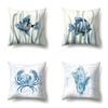 Polyester Pillowcase Peach Leather Velvet Cushion Cover Marine Life Seahorse Octopus Printed Pillow Bedside Cushion Cover