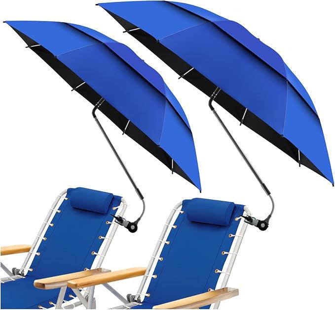 23-inch Breathable Double-Layer Beach Chair with 360° Adjustable Sun Umbrella