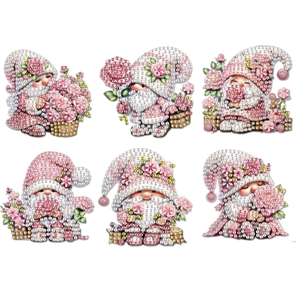 6Pcs Acrylic Gnomes Fridge Stickers Diamond Painting Refrigerator Magnet Diamond Painting Fridge Magnet for Car Mailbox Decor