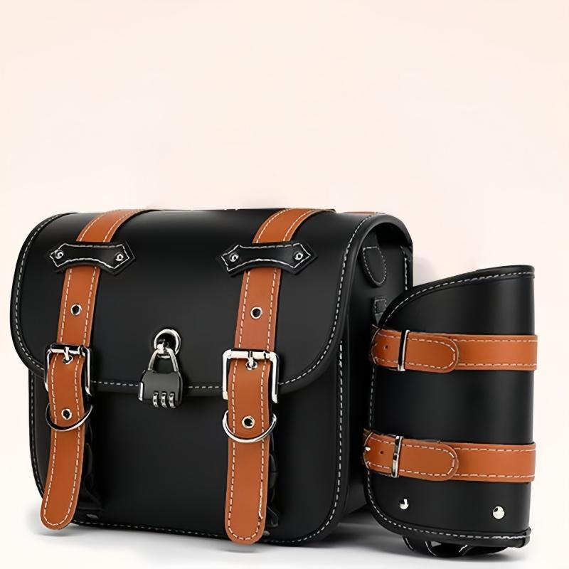 Retro Universal Motorcycle Saddlebag Throwover Saddlebags for Harley XL883 Honda Yamaha Suzuki PU Leather with Cup Side Gear2027