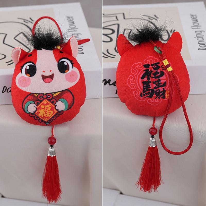 Păpușă Mascotă Anul Calului Pandantiv Zodiac Chinezesc Cal Ciucure Pandantiv Decorațiuni Agățate pentru Rucsac Cadouri