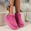 Women's Solid Color Fluffy Boots, Slip On Fleece Lining Platform Soft Sole Boots, Winter Plush Non-slip Warm Boots
