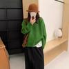 Chic inner loose and thin knitted top outer wear autumn and winter round neck leather label candy color pullover sweater women