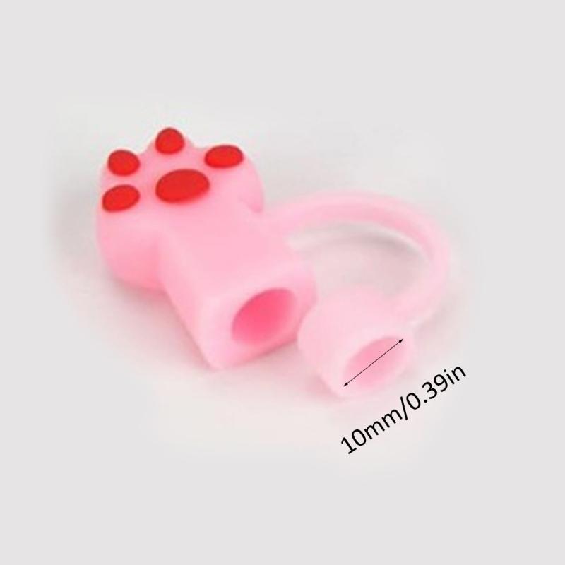 6pcs Durable Cat Claw Straw Seal Decoration Household Dust-Proof Straws Plugs Set Durable Drinkware Accessory for Cup