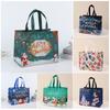 Sac cadeau de noël, Design père noël bonhomme de neige, grande capacité, double poignée, sac d'emballage cadeau en tissu Non tissé pour bonbons