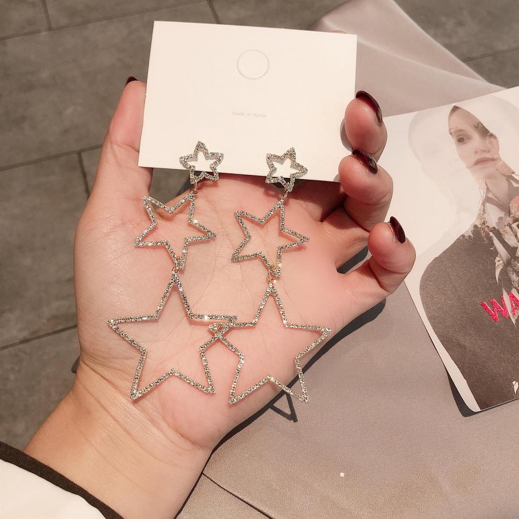 Silver Needle Korean-Style Exaggerated Star Earrings