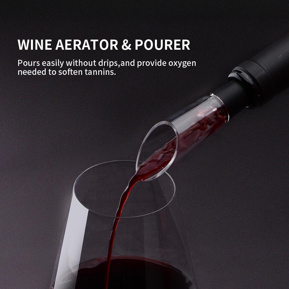Factory ABS PC Steel 25W Rechargeable Wine Kit Foil Cutter Electric Corkscrew Pourer Vacuum Stopper Base Home Electric Corkscrew