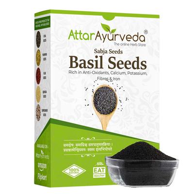 Attar Ayurveda Prémiová semínka Sabja bazalky 500 g Semínka bazalky pro nápoje dezerty Osvěžující letní nápojová složka