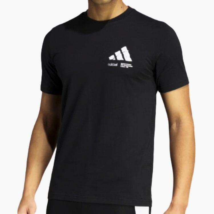 Adidas Casual Sports Printed Round Neck Short Sleeve T-Shirt Men Tops Black IR5707