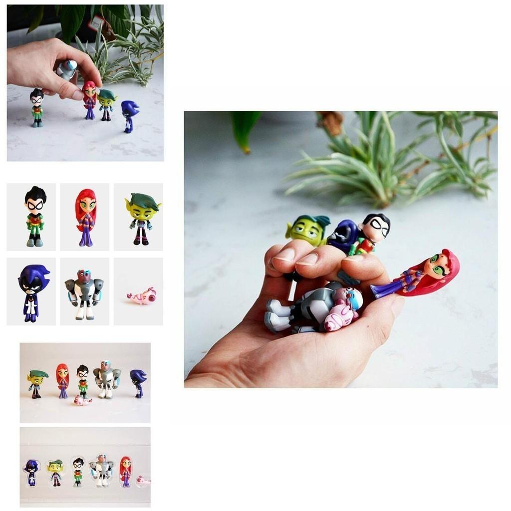 Vibrant Teen Titans Go Figure Set Featuring Robin Raven Beast Boy Starfire Collectibles