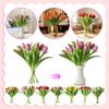 Artificial Soft Rubber Bouquet, 7-Head Short-Stem Fake Tulips, Home Living Room Decor Faux Flowers