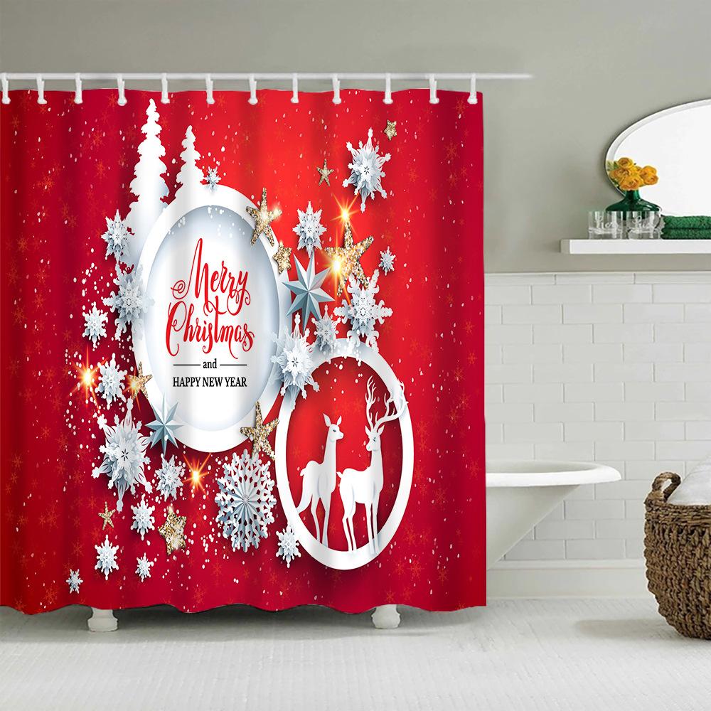 Christmas Decor Shower Curtains 3D Santa Claus Snowman Elk Tree Bathtub Screen for Bathroom Waterproof Polyester Bath Curtain