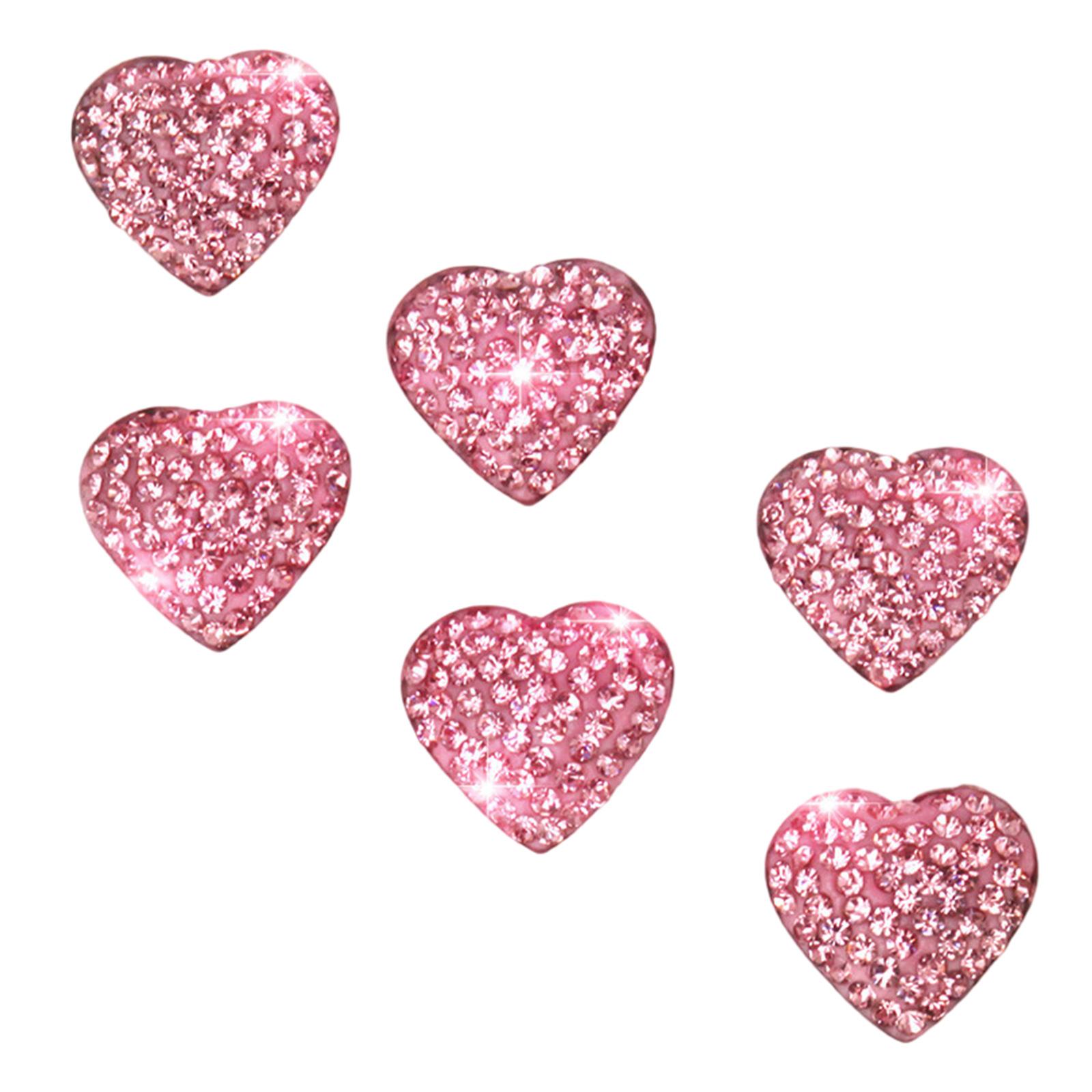 

6 шт. блестящие наклейки для салона автомобиля в форме сердца из кристаллов, легко устанавливаемые украшения для индивидуального стиля 6