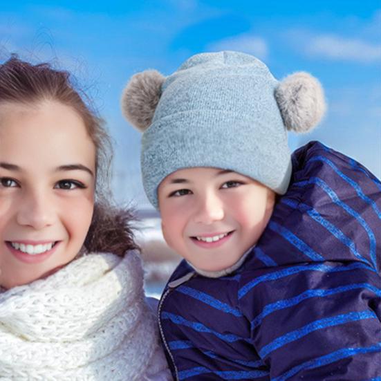 Kids Winter Hats Gloves Scarfs Set for Girls Boys Thickened Fleece Lined Knit Pompom Hat Mittens Neck Warmer Gaiter Set for 3-6 Years Toddlers