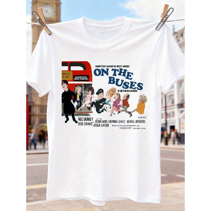 Men'S On The Buses TV Show Nostalgic Iconic Bus Design T-Shirt - All-Season Comfort Fit Casual Round Neck Short Sleeve Tee for Fans
